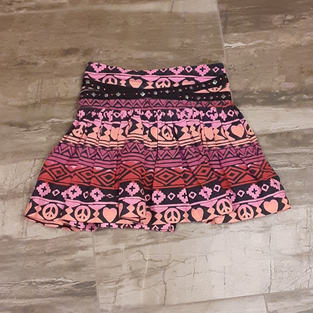 Justice size 12 pink and orange studded skirt